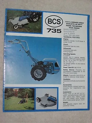 Buy 1970's BCS 735 GARDEN TILLER TRACTOR AND ATTACHMENTS 8 PAGE BROCHURE MINT • 59.99$