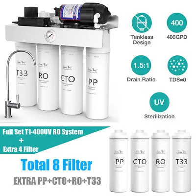 Buy SimPure 400GPD UV Reverse Osmosis RO Drinking Water Filter System Purifier TDS=0 • 349.99$