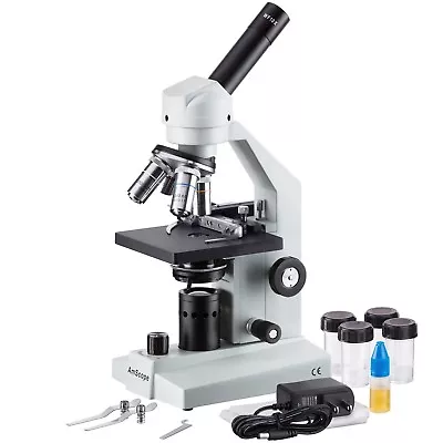 Buy AmScope 40X-1000X Monocular Compound Microscope With Mechanical Stage + LED • 204.99$