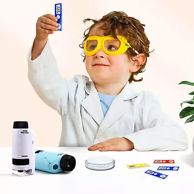 Buy Mini Pocket Microscope Kit 60X-120X Handheld Microscope With LED Light For Kids • 8.67$