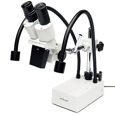 Buy AmScope 20X Widefield Stereo Microscope W Boom Arm Stand & LED Incident Light • 163.99$
