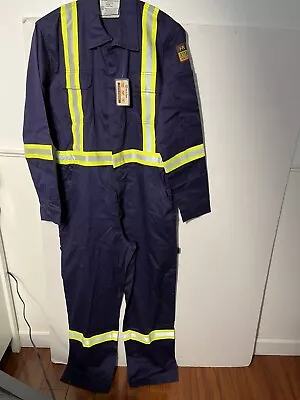 Buy NEW Yellow Reflective Safety Blue Coveralls Size Large L, Tow Truck Driver • 59.99$