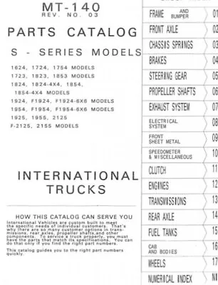 Buy 1989 International S Series 1954 F1954 6x6 Truck Parts Catalog Manual MT-140 • 279.30$