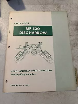 Buy Vintage 1971 Massey Ferguson Mf 520 Disc Harrow Parts Book • 13.95$
