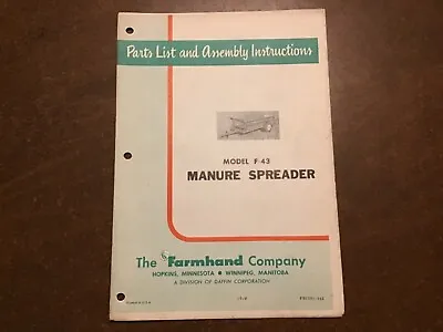 Buy Farmhand F43 Manure Spreader Operator’s Manual Original • 5$