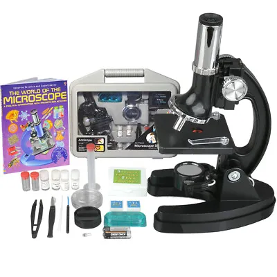 Buy AMSCOPE 52-Piece Kids Science Kit W Starter 120X-1200X Microscope + Book (Black) • 56.99$