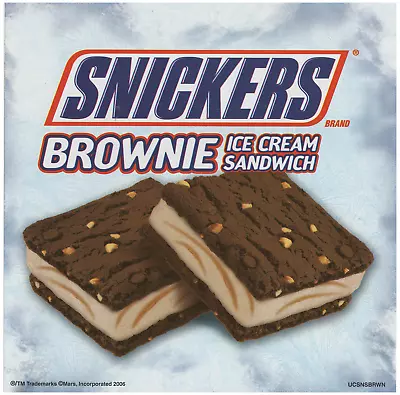 Buy Snickers Brownie Ice Cream Sandwich, Ice Cream Truck Sticker/ Decal 6 X6  • 7$