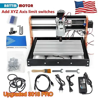 Buy 3018 Pro CNC Router Kit With 3 Axis XYZ Limit Switches & E-Stop Milling PVC PCB • 133$