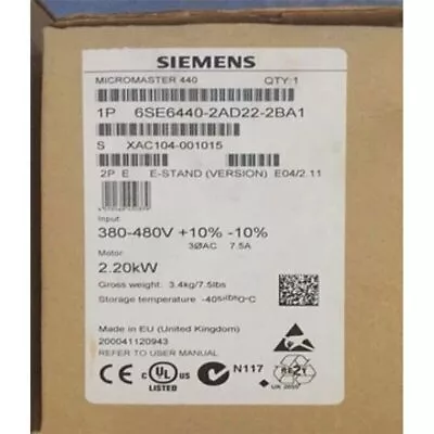 Buy 1PC Siemens 6SE6440-2AD22-2BA1 Micromaster 440 With 1 Year Warranty • 560.80$