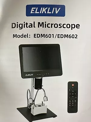 Buy Elikliv EDM601 IPS Digital Microscope 2000X, 7 Inch Screen, 24MP/Video, 3 Lens • 16.50$