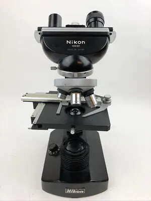 Buy Vintage Black Nikon S Series Microscope With 4 Objectives S-Cb Untested • 158.33$
