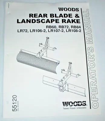 Buy *Woods RB60/72/84 LR72 To 108-2 Rear Blade Landscape Rake Operators Parts Manual • 13.49$