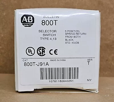 Buy Allen Bradley 800t-j91a Selector Switch Type 4, 13 3 Position • 75$