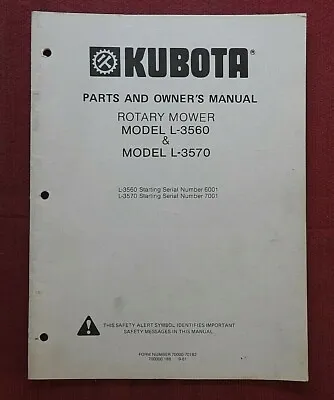 Buy Genuine Kubota  L-3560 L-3570 Rotary Mower  Operators Manual & Parts Catalog • 24.95$