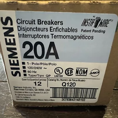 Buy LOT OF 12 SIEMENS Q120 20-Amp Single Pole Type QP Circuit Breaker • 30$