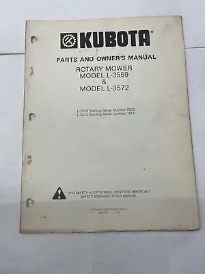 Buy Kubota Parts And Owner's Manual For Rotary Mower Model L-3559 And L3572 • 10$