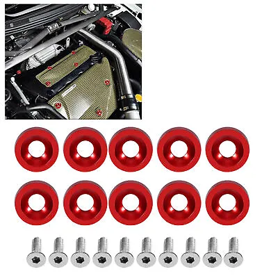 Buy 10 Red Car Modification M6 Gasket Bolt License Plate Frame Decoration Screws • 14.24$