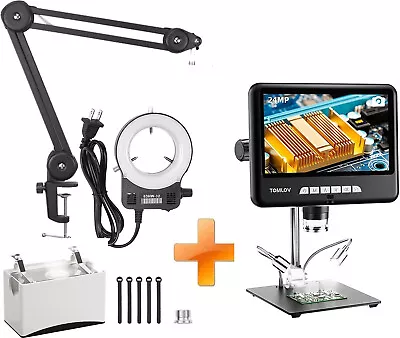 Buy TOMLOV 10  HDMI Digital Soldering Microscope Flexible Boom Arm With Ring Light • 169$