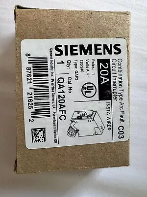 Buy Siemens QA120AFC 20-Amp 1 Pole 120-Volt Plug-On Combination AFCI Breaker NEW • 39.75$