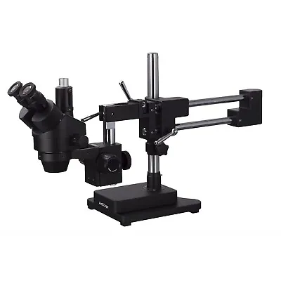 Buy AmScope 7X-90X Trinocular Stereo Zoom Microscope + Double Arm Boom Stand • 498.99$