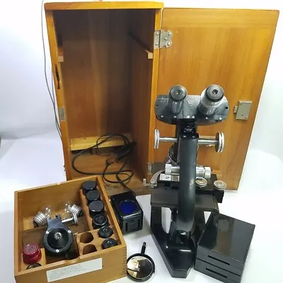 Buy Vtg Bausch & Lomb Dermatology Binocular Microscope Case Abbe Condenser Light Etc • 199.99$