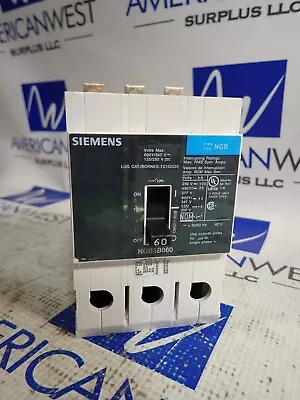 Buy Siemens NGB3B060 60 Amp 25kA@480v Bolt On NGB Circuit Breaker -TESTED • 188$
