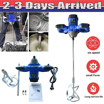 Buy 3000W Handheld Electric Concrete Cement Mixer Drywall Mud Mortar Mixing 6 Speed • 51.42$