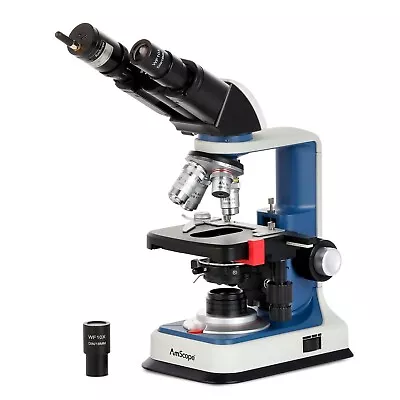 Buy AmScope Binocular Compound LED Microscope 40X-2500X +Wi-Fi Camera-Rechargeable • 379.99$