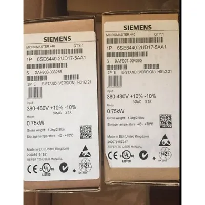Buy New Siemens MICROMASTER440 Without Filter 6SE6440-2UD17-5AA1 6SE6 440-2UD17-5AA1 • 339.26$