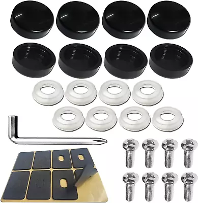 Buy Black License Plate Screw Caps - High Gloss Finish Screw Covers And 8 PCS M6X20 • 10.57$