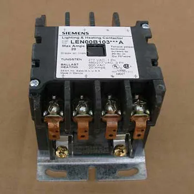 Buy NEW Siemens LEN00B103600A 20 Amp 4 Pole Lighting Contactor Open • 195.97$