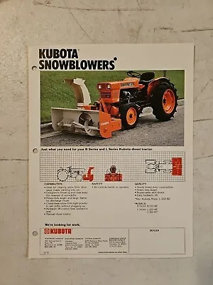 Buy Vintage 1978 Kubota Snowblowers Sales Brochure Spec Sheet  • 8.96$