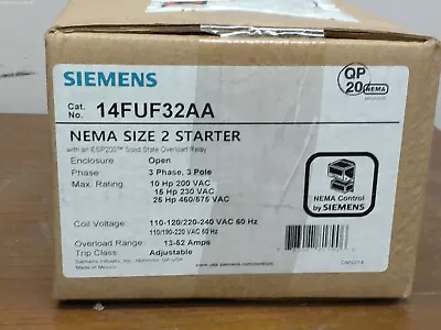 Buy Siemens 14fuf32aa Nema Size 2 Starter 3-ph 3-p W/esp200 Over Load Relay • 595$