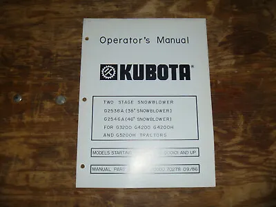 Buy Kubota G2538A Two Stage Snowblower For G3200 G4200 Operator Maintenance Manual • 125.44$