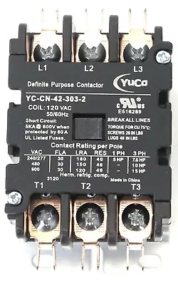 Buy AIR CONDITIONING FLA 30A 600V 3P DP Contactor 120V Coil Fits Siemens 42BF35AF • 33.99$