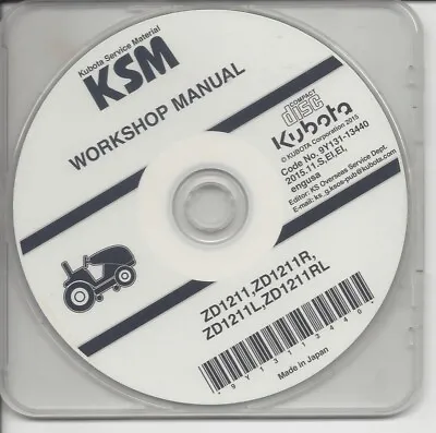 Buy Kubota  ZD1211 Tractor Workshop Manual CD • 20$