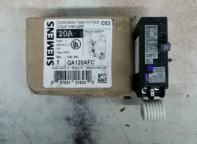 Buy 1-Siemens QA120AFC 20 Amp 1 Pole 120V Combo Arc Fault  Plug In Circuit Breaker • 49.99$