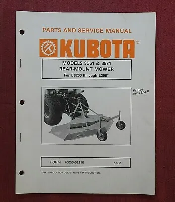 Buy Kubota B8200 L235 L275 L295 L305 Tractor 3561 3571 Mower Parts & Service Manual • 24.95$