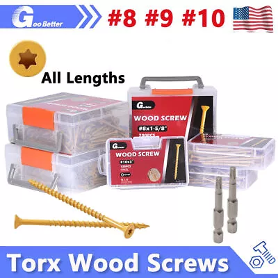 Buy #8 #9 #10 Deck Screws T25 Torx Self Tapping Wood Screws Countersunk For Exterior • 6.80$