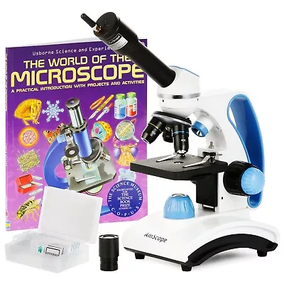 Buy AmScope 40X-1000X Portable Student Microscope Kit + Wi-Fi 2.0MP Eyepiece Camera • 249.99$