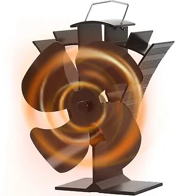 Buy VODA Wood Stove Fan Small New Designed 4 Blades Heat Powered Small, Black1  • 33.92$