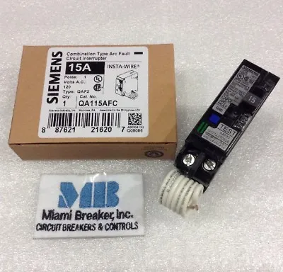 Buy Qa115afc Siemens 1pole 15amp 120v Combination Type Arc Fault Circuit Breaker New • 124.99$