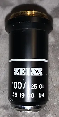 Buy Carl Zeiss Microscope Lens Objective 100x 100/1.25 1,25 Oil 46 19 00 White 🔬 • 29.95$