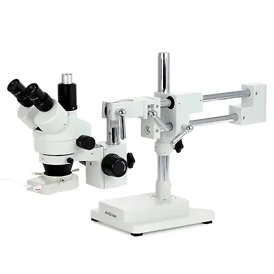 Buy Amscope 7X-45X Trinocular Stereo Zoom Microscope + Boom Stand +48-LED Ring Light • 562.99$