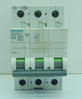 Buy Siemens 5sl6325-7 Mcb Circuit Breaker C25 3 Poles 400v • 99$