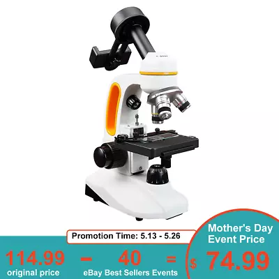 Buy SVBONY SM202 40-2000X Monocular Compound Microscope W/ LED Light Phone Adapter • 74.99$