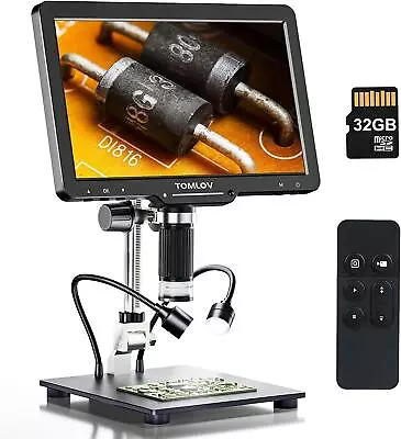 Buy TOMLOV 10  HDMI Digital Microscope 1300x Polarizer Len Soldering Coin Microscope • 171.59$