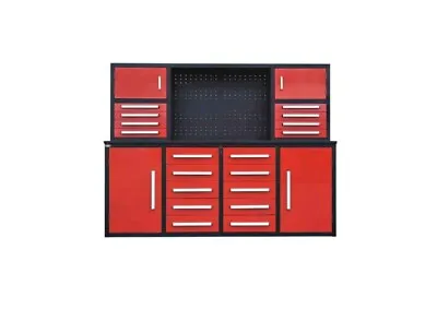 Buy Steelman 7 Ft Storage Garage Workbench 18 Drawers 4 Cabinets Pegboard Red/Black • 3,300$