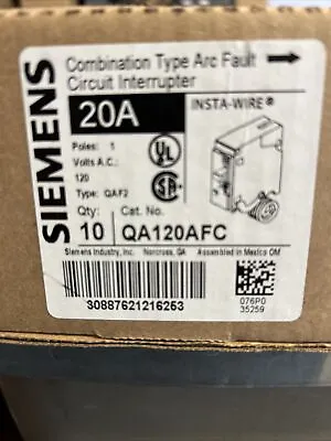 Buy Siemens QA120AFC 20A Combination-Type Arc Fault Circuit • 37$