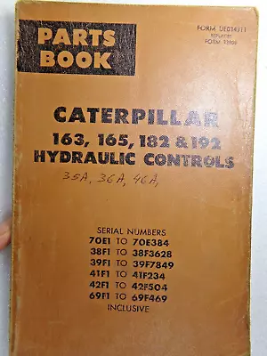 Buy CAT Caterpillar 163, 165, 182, & 192 Hydraulic Control PARTS MANUAL BOOK CATALOG • 9.99$